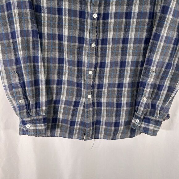 Jack Threads Flannel Shirt Men's Large Grey Blue Plaid Button Up Long Sleeve Cot - Picture 3 of 6